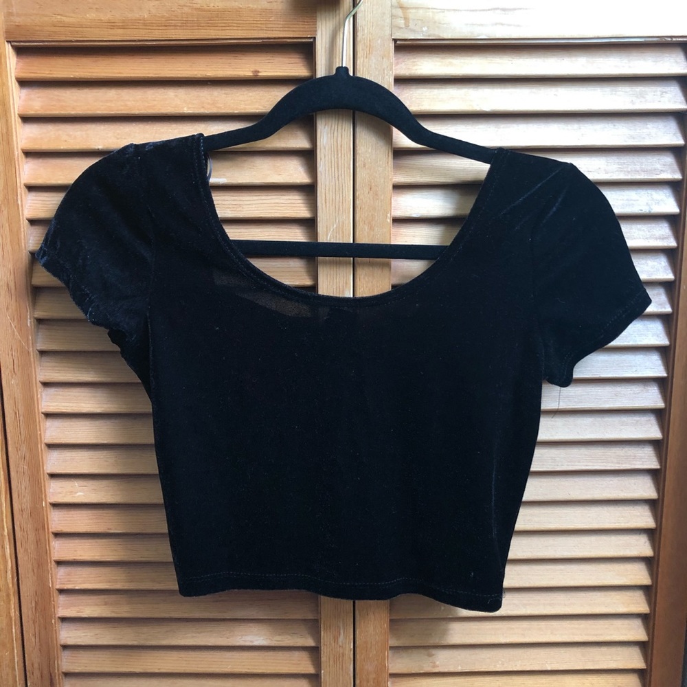 Black velvet crop top
